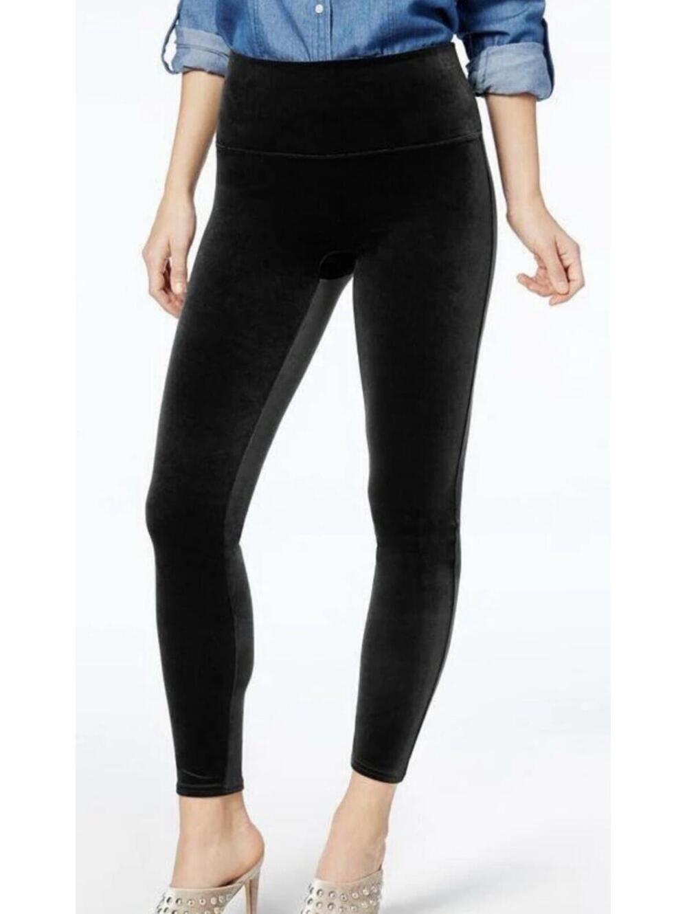 Spanx Velvet Velour High Rise Shaping Leggings In Black Size Medium